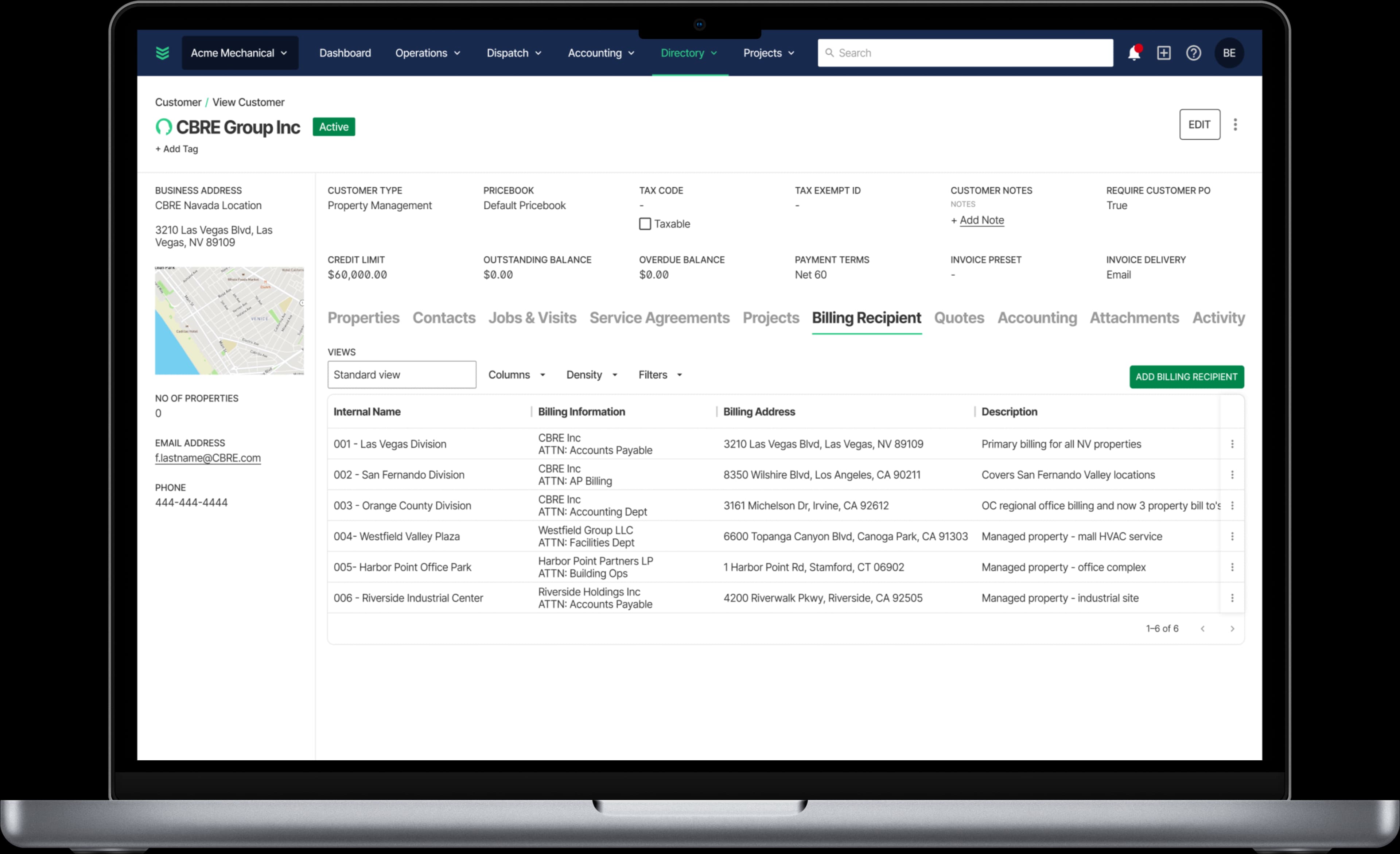 Multiple Bill To's project mockup